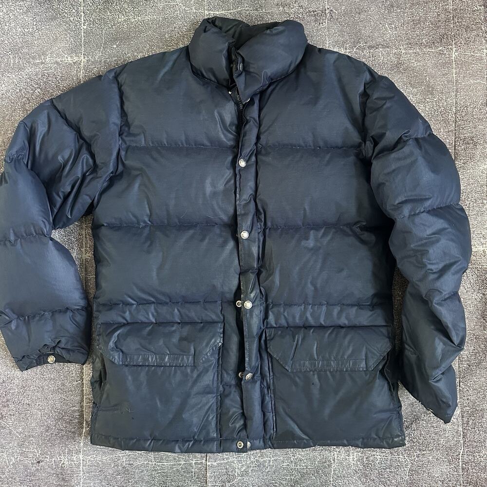 Men's Vintage 80's The North Face Navy Blue Down Zip Up Puffer Coat Jacket Sz M